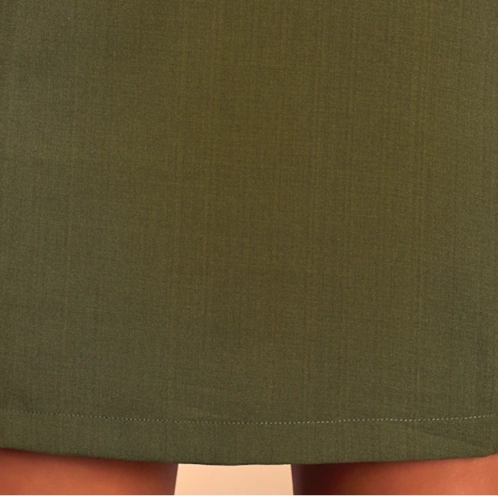 NWT Lulus Shift and Shout Olive Green Short Sleeve Mini Shift Dress M Party Mod - Picture 7 of 12